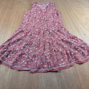 Max Studio Women’s S Dark Pink Floral Sleeveless Tiered Mini Dress Boho Rayon